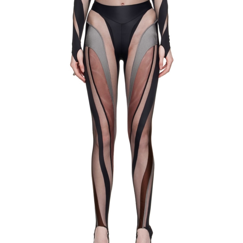 Mugler Black Spiral Leggings